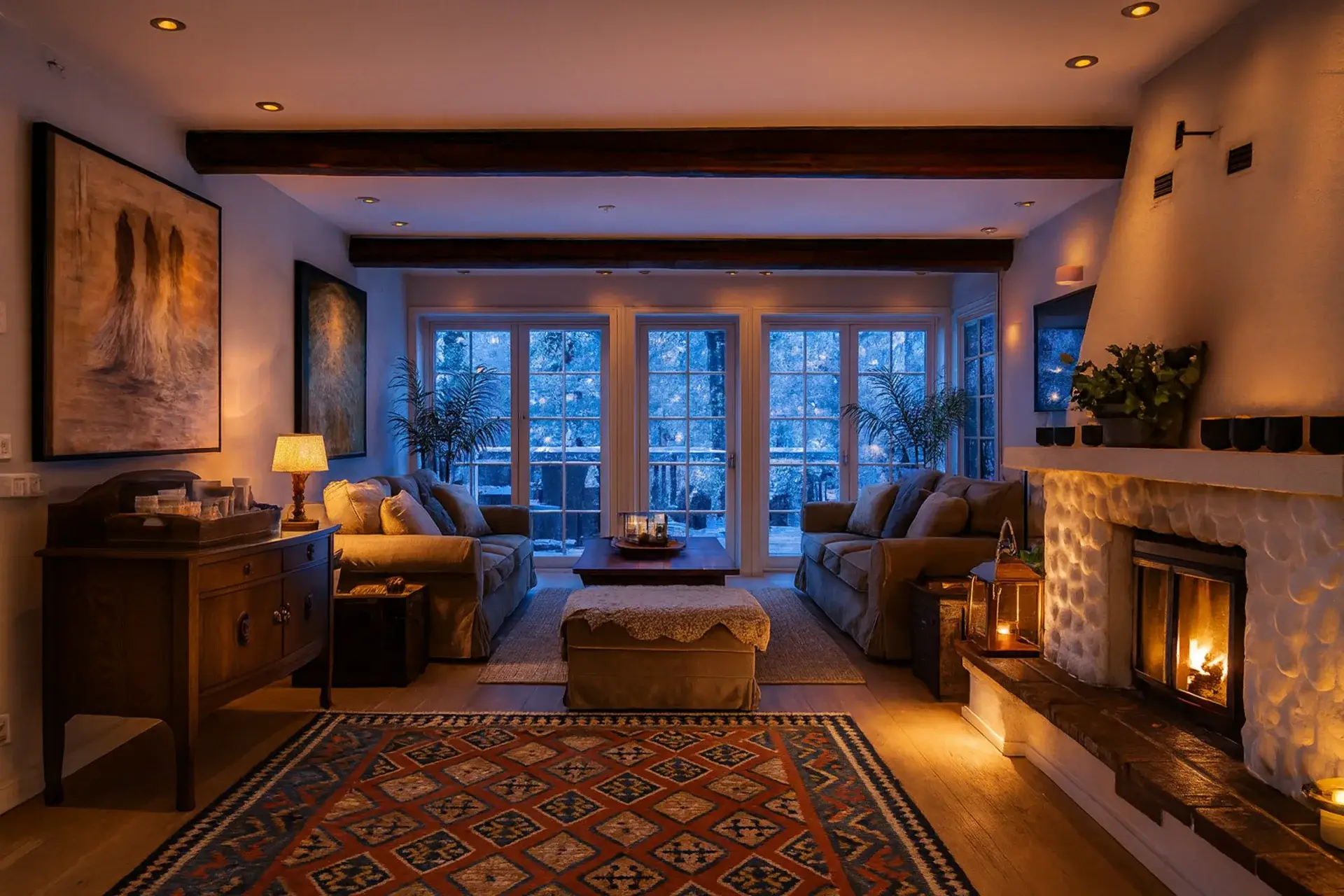 Villa Udden Vardagsrum vinter